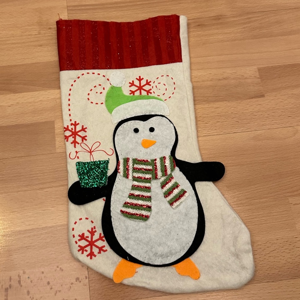 Penguin felt and fabric stocking